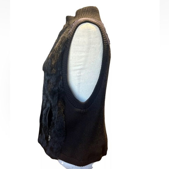 Jamie Sadock Black Rabbit Fur Sweater Vest W/pockets Size Large - Picture 4 of 8